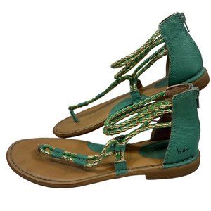 Born boc Sandals aqua thong 9M Back Zipper Metallic Ankle Gladiator Emerald Gree